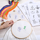 CRASPIRE 4 Sheets Flowers Moon Water Soluble Embroidery Stabilizers 2 Style Plants Hand Sewing Stick and Stitch Transfers Paper Wash Away Pre-Printed Self Adhesive Patterns for Bags Cloth Sewing Lover DIY-CP0009-52A-3