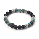 Natural Ocean Jasper and Natural Black Agate(Dyed) Beads Stretch Bracelets BJEW-JB04005-04-1