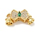 Rack Plating Brass Micro Pave Clear & Green Cubic Zirconia Fold Over Clasps KK-E034-33G-1