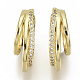 Brass Micro Pave Clear Cubic Zirconia Cuff Earrings EJEW-S201-200-NF-4