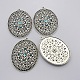 Antique Silver Plated Alloy Oval Big Pendants ALRI-N021-05-3