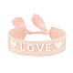 Silicone Word Love Pattern Braided Cord Bracelet with Polyester Tassels VALE-PW0001-032C-1
