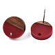 Orecchini a bottone in resina opaca e legno di noce MAK-N032-007A-B03-3