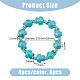 Dicosmetic 8pcs 2 colori tinti braccialetti elastici con perline di tartaruga turchese sintetica per donna BJEW-DC0001-04-2