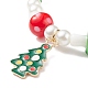 2 Stück 2 Stil Glasperlen & Bunte Malerei Pilzperlen Stretch-Armbänder Set mit Legierungs-Emaille-Weihnachtsanhänger für Frauen BJEW-JB08395-7