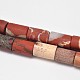 Natural Frosted Red Jasper Column Bead Strands G-O032-03-2