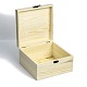 未完成の木製収納ボックス  天然松材ギフトボックス  レトロな鉄の留め金付き  正方形  淡黄色  20x20x11cm CON-C008-05C-4