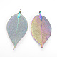 Electroplated Natural Leaf Big Pendants X-IFIN-Q119-03L-2