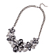 Fashion Women Jewelry Zinc Alloy Glass Rhinestone Flower Bib Statement Choker Collar Necklaces NJEW-BB15155-C-1