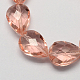 Faceted Pink Transparent Glass Drop Bead Strands X-GLAA-S002-14x10mm-11-1