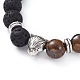 Natürliche Lava Rock & Tiger Eye Perlen verstellbare geflochtene Armbänder BJEW-JB04987-07-3