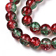 Two-Tone Crackle Baking Painted Transparent Glass Beads Strands CCG-T004-8mm-06-2