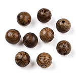 Cuentas de madera de wengué natural, sin plomo, redondo, teñido, coco marrón, 8mm, agujero: 1.5 mm, aproximamente 1948 unidades / 500 g