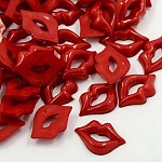 Cabochon a forma di labbro acrilico, per San Valentino, rosso scuro, 18x13x3.5mm
