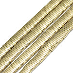 Electroplate no magnéticas de hematita sintética enlaces multifilares, 2 agujero, para la fabricación de pulseras elásticas de azulejos, Rectángulo, real 18k chapado en oro, 5x2x1mm, agujero: 0.9 mm, aaproximamente, aproximamente 375~380 pcs / cadena, 15.75 pulgada (40 cm)