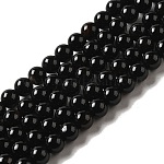 Природный агат бисер нитей, окрашенные, круглые, чёрные, 6 мм, отверстие : 1 мм, около 65 шт / нитка, 15.5 дюйм
