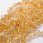 Abalorios de piedras preciosas hebras, citrino naturales, teñido y climatizada, chip, amarillo, 5~8x5mm, agujero: 0.3 mm, 32 pulgada