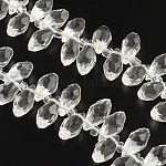 Faceted Teardrop Transparent Glass Bead Strands, Clear, 12x6mm, Hole: 1mm, about 95~100pcs/strand, 15.7 inch