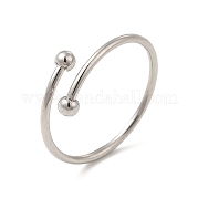 304 Stainless Steel Wire Wrapped Open Cuff Ring for Women RJEW-E066-12P