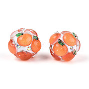 Круглые бусины из смолы в виде фруктов RESI-T059-03G