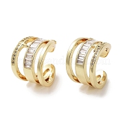 Серьги-каффы из латуни с микропаве и кубическим цирконием EJEW-E310-20G