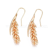 Серьги-подвески из латуни с пшеничными вставками KK-A227-24G