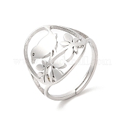 304 anillo ajustable con forma de pájaro de acero inoxidable para mujer. RJEW-L107-034P
