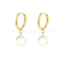 Boucles d'oreilles créoles rondes et plates en acier inoxydable 304 pour femmes, élégantes, à porter au quotidien, or