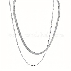 Collier minimaliste à double couche en acier inoxydable plaqué or 18 carat pour homme et femme