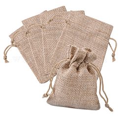 Pochettes en toile de jute, kaki foncé, 9x7 cm