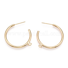 Risultati dell'orecchino della vite prigioniera d'ottone, orecchini a mezzo cerchio, con il ciclo, nichel libero, vero placcato oro 18k, 32.5x29x2mm, Foro: 2 mm, ago :0.7mm