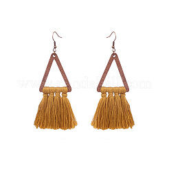 Orecchini pendenti in legno e cotone&nbsp;WG53E25-01