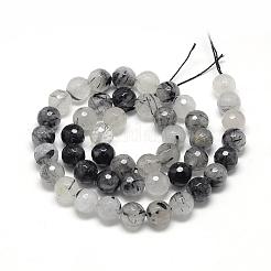 Natur schwarz Rutilquarz Perlen Stränge&nbsp;G-R447-8mm-03