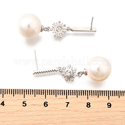 925 Sterlingsilber-Ohrstecker mit klaren Zirkonia-Sonnen und runden Ohrhängern&nbsp;EJEW-L300-04P