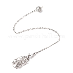 3 pièce 3 styles 304 chaîne en acier inoxydable pochette en macramé support de pierre vide pendules de radiesthésie&nbsp;PALLOY-JF02877