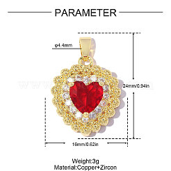 Valentinstag-Anhänger aus Messing mit Zirkonia&nbsp;KK-OY001-28G