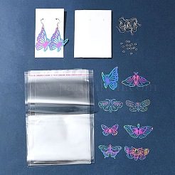 Kits para hacer joyas con pendientes colgantes y adornos de metal grabados en acero inoxidable 201 con forma de mariposa&nbsp;DIY-FS0007-47