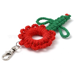 Fiori filo di cotone intrecciato decorazioni pendenti&nbsp;HJEW-JM02452-01
