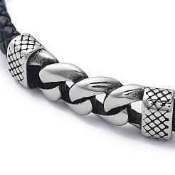 Geflochtene Armbänder aus schwarzem PU-Leder für Herren&nbsp;BJEW-K243-67AS
