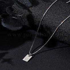 1 collar con colgante rectangular de letras de acero inoxidable&nbsp;NJEW-LP0001-34V-P