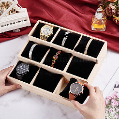 3-stufiger 9-Gitter-Armbandständer aus Holz&nbsp;BDIS-WH0003-33B