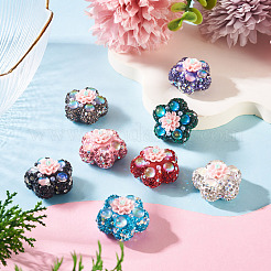 8 Stück 8 Farben Blumenform Polymer Clay Strassperlen&nbsp;CLAY-TA0002-02