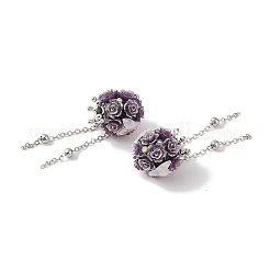 Perline pendenti con nappe di strass in argilla polimerica fatte a mano&nbsp;CLAY-H003-02P-02