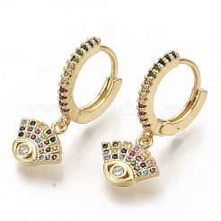 Orecchini a cerchio pendenti in zirconi colorati con micro pavè di zirconi colorati&nbsp;EJEW-S208-081