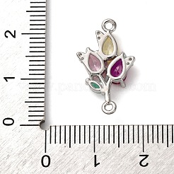 Messing Pavé bunte Zirkonia Blume Verbinder Verbinder Charms&nbsp;KK-C119-12P