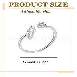1pc lettre laiton strass ouvert manchette anneaux pour femmes&nbsp;AJEW-LP0004-47G-S
