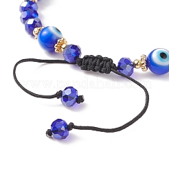 Malocchio di lampwork e braccialetto di perline intrecciate di vetro&nbsp;BJEW-TA00156