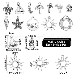 72 pz 12 pendenti in lega stile tibetano a tema spiaggia&nbsp;FIND-SC0003-10