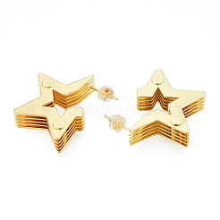 Orecchini a stella multistrato in ottone&nbsp;EJEW-N011-88