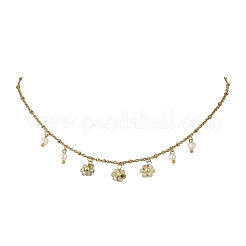 Collier pendentif fleur ronde à facettes en pierre naturelle mélangée&nbsp;NJEW-JN06500